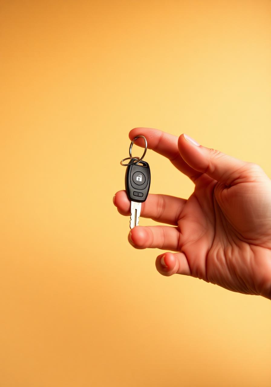 Hand holding a car key